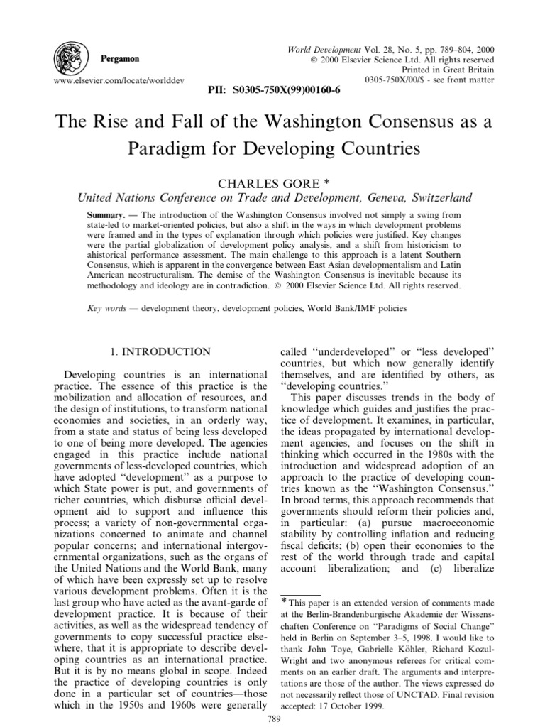 The Global Political Economy A Washington Consensus