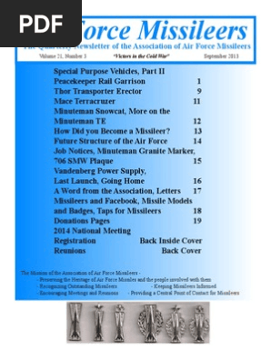 Sept 13 Air Force Missileers Newsletter