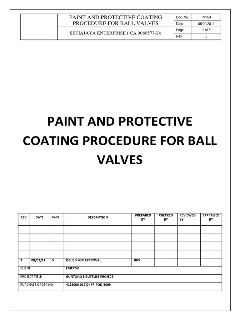 painting procedure for ball valve Paint Abrasive