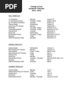 UTK Law 2014-2015 Academic Calendar