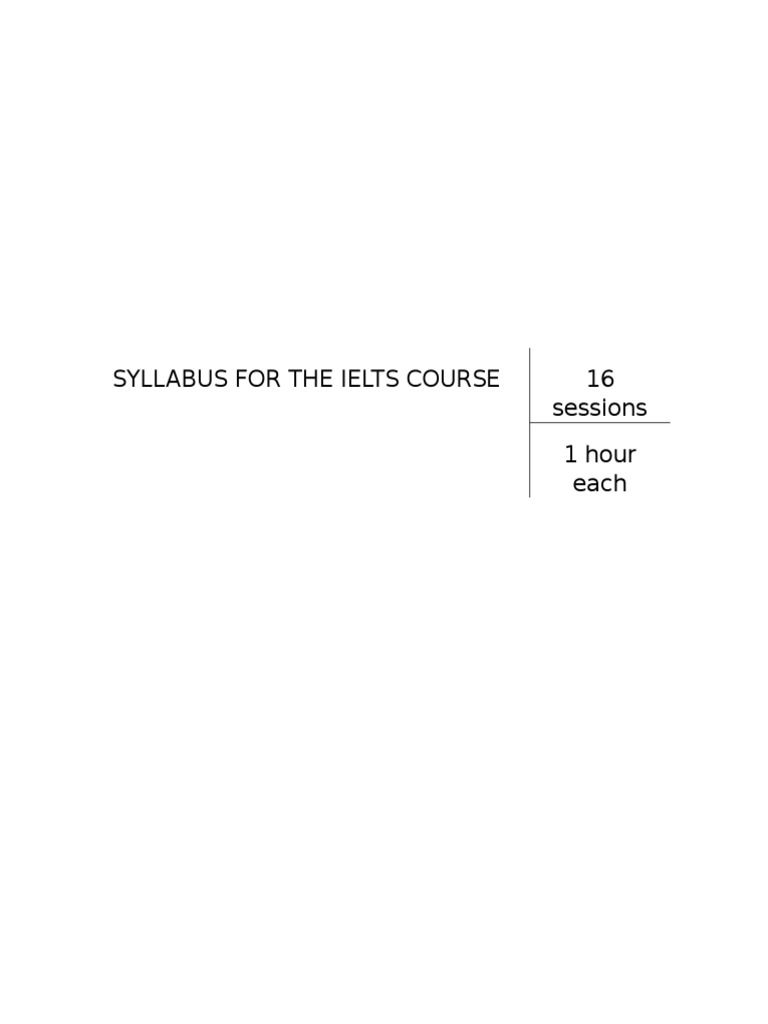 Syllabus For The Ielts Course | PDF | International English Language ...