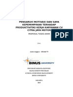 Download Pengaruh Motivasi Dan Gaya Kepemimpinan Terhadap Produktivitas Kerja Karyawan Cv Citra Jaya Motor by Pieter Andrian SN253834465 doc pdf