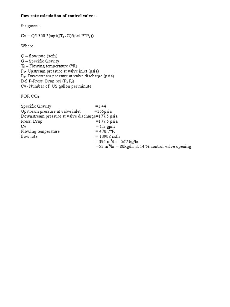 Control Valve Flow Rate Calculation | PDF
