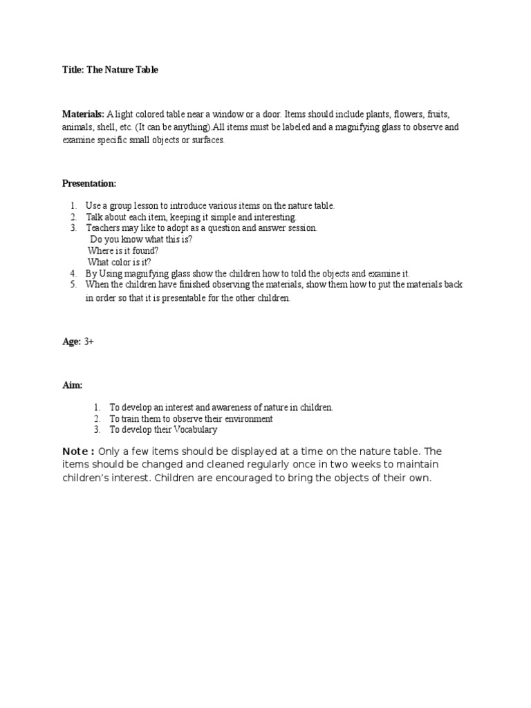 Montessori Nature Table Presentation | PDF | Language Arts & Discipline ...