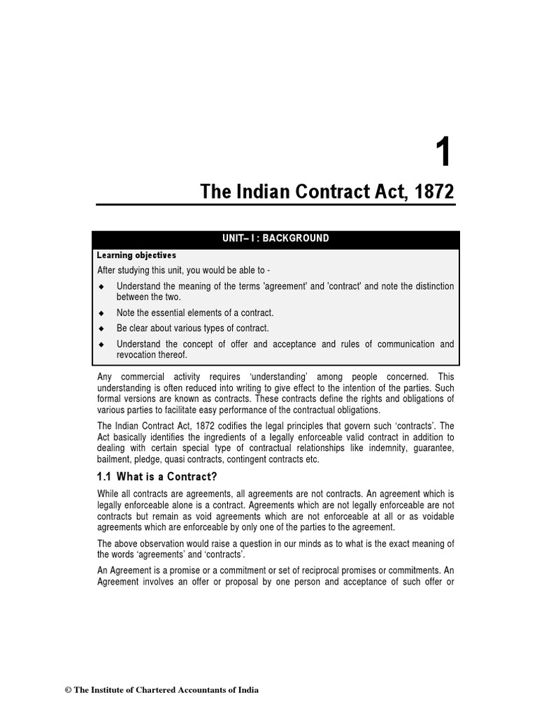 Notes of Indian Contract | PDF | Offer And Acceptance | Void (Law)