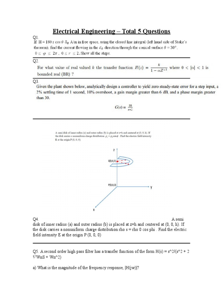 Electrical Engineering Questions Overview | PDF | Science & Mathematics
