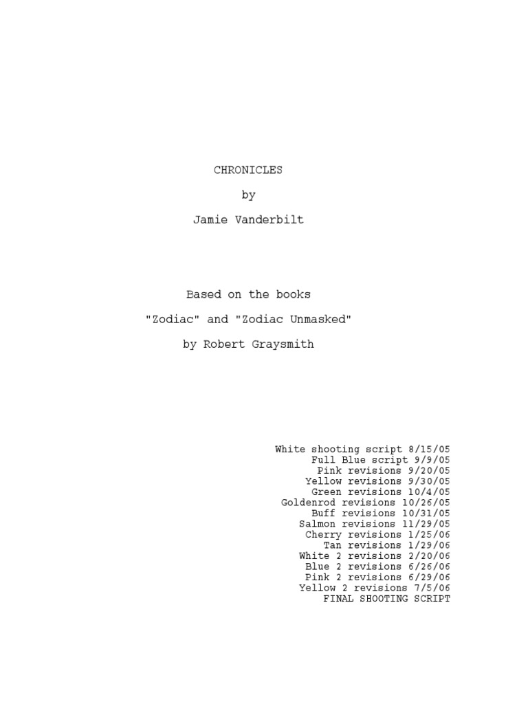 Zodiac screenplay pdf - Horoscopeaz.com