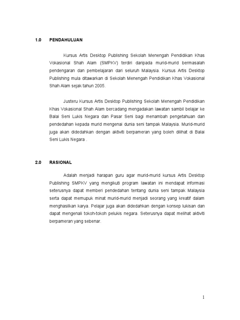 Kertas Kerja Lawatan Balai Seni Visual Negara  PDF