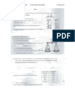 Ficha de Avaliação de FQ 7º Ano Janeiro de 2015