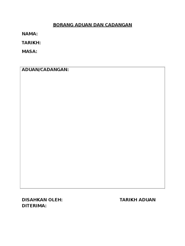 Borang Aduan Dan Cadangan | PDF | Hukum