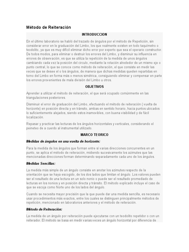 Método de Reiteración en Topografía | PDF | Science | Ingeniería