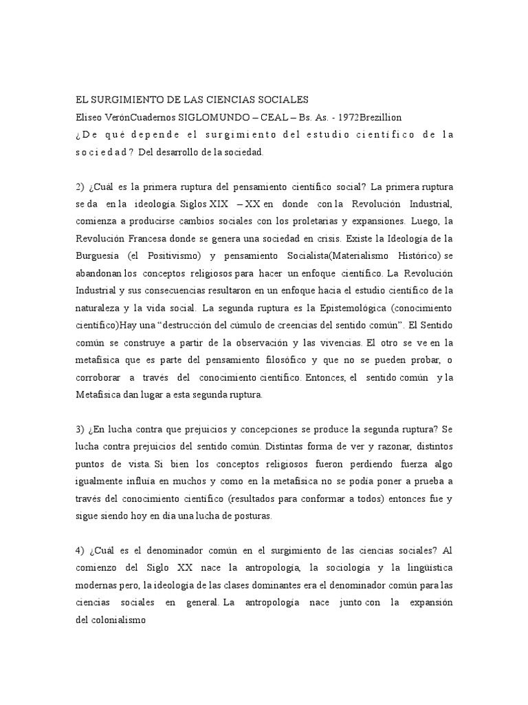 El Surgimiento de Las Ciencias sociales (resumen