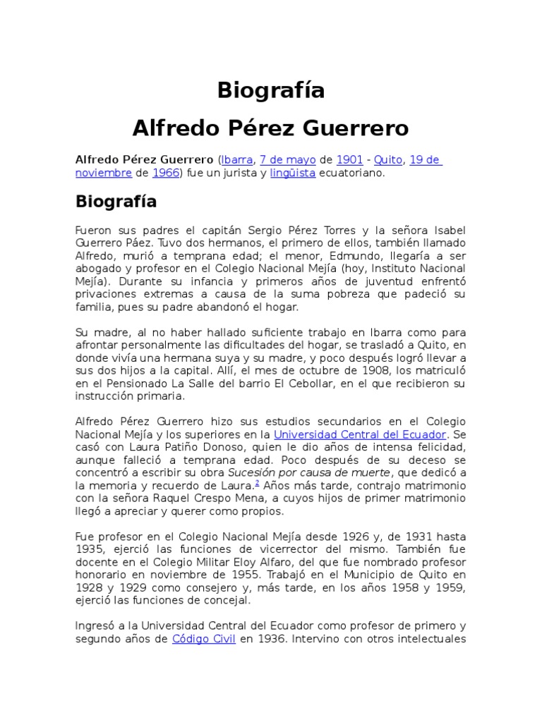 Biografia Alfredo Perez Guerrero Universidad Ecuador