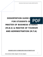 Dissertation Guide Lines For Students of Master of Business Studies (M.B.S) & Master of Tourism and Administration (M.T.A)