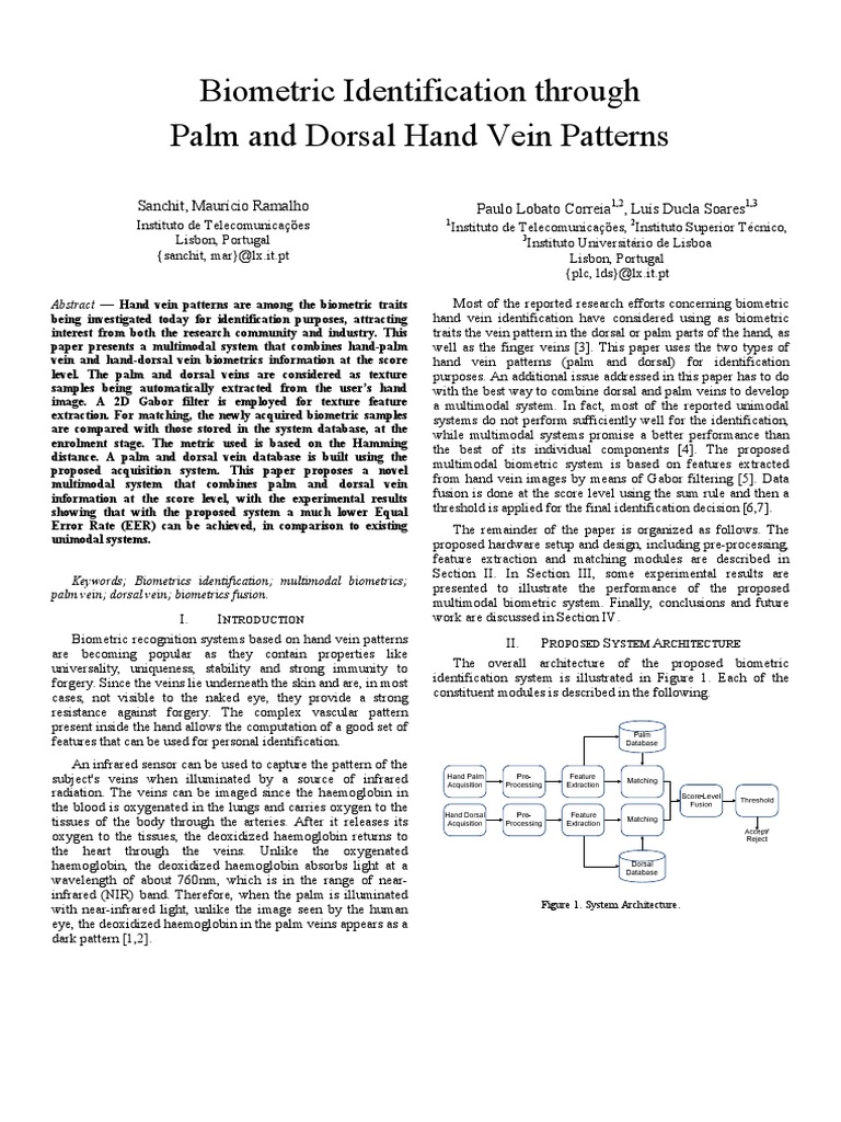 Multimodal Hand Vein Biometrics System | PDF | Biometrics | Infrared
