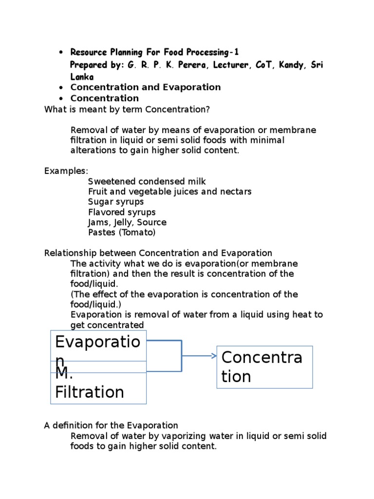 Concentration and Evaporation Word Evaporation Food Preservation