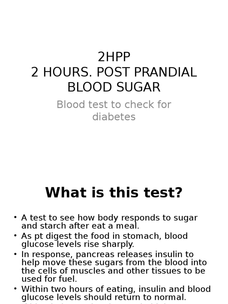 2-Hour Postprandial Blood Sugar Test | PDF