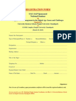 Registration Form: UGC-SAP Sponsored National Seminar