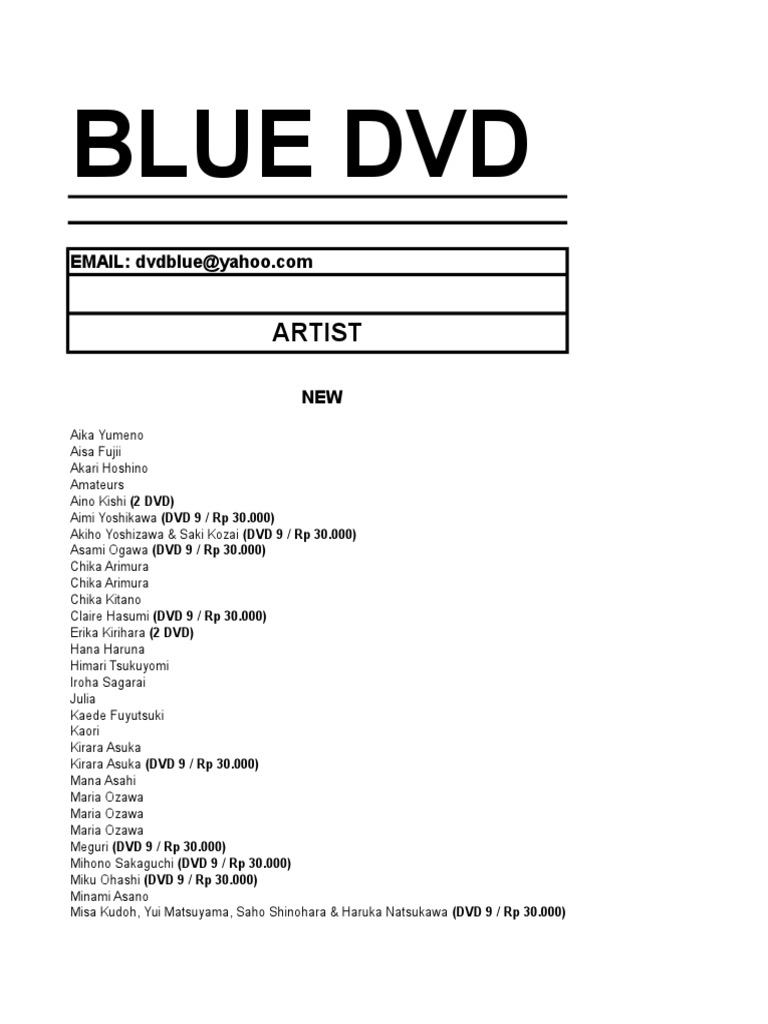 Blue DVD List PDF Shintoism Leisure