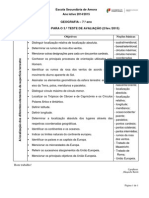 Objetivos 3.º Teste de Avaliação - 7.º Ano