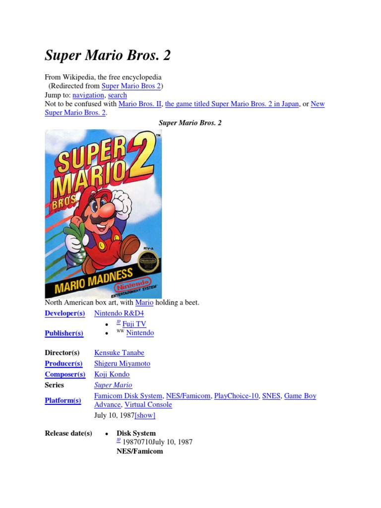 Super Mario Bros. 2 - Wikipedia