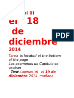 Spanish III Lesson El 18 de Diciembre 2014