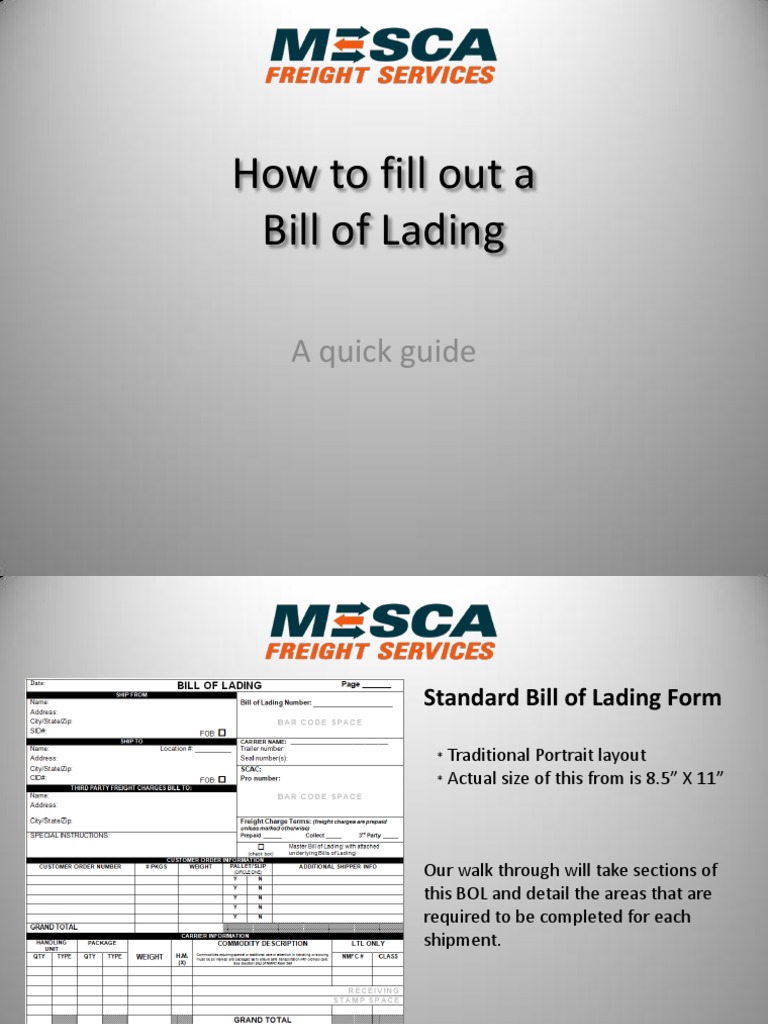 A Comprehensive Guide to Completing a Bill of Lading: Explaining Each ...