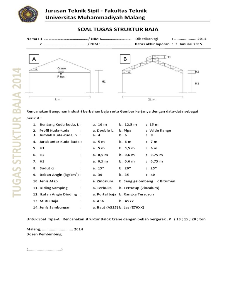 Soal Tugas Struktur Baja 2014