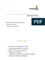 Reflexao Critica Atendimento e Recepcao Ao Cliente