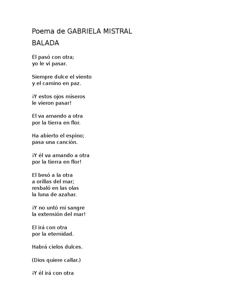 Poema De Gabriela Mistral Pdf Naturaleza