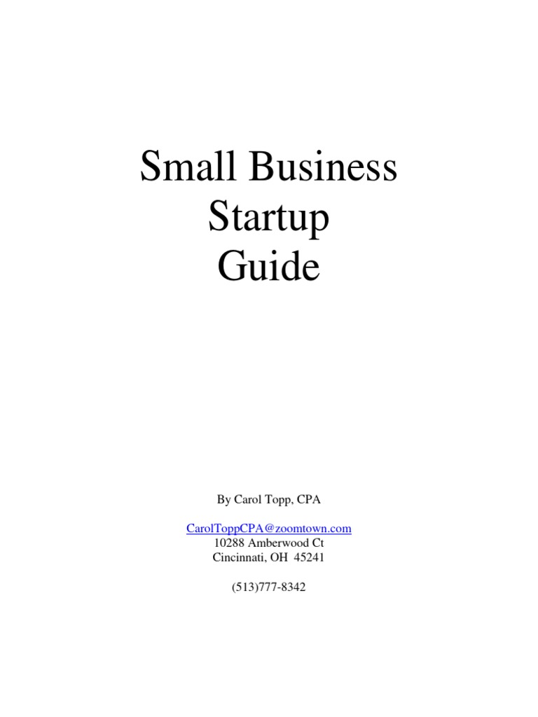 Small Business Startup Guide: by Carol Topp, CPA | PDF | Sales Taxes In ...