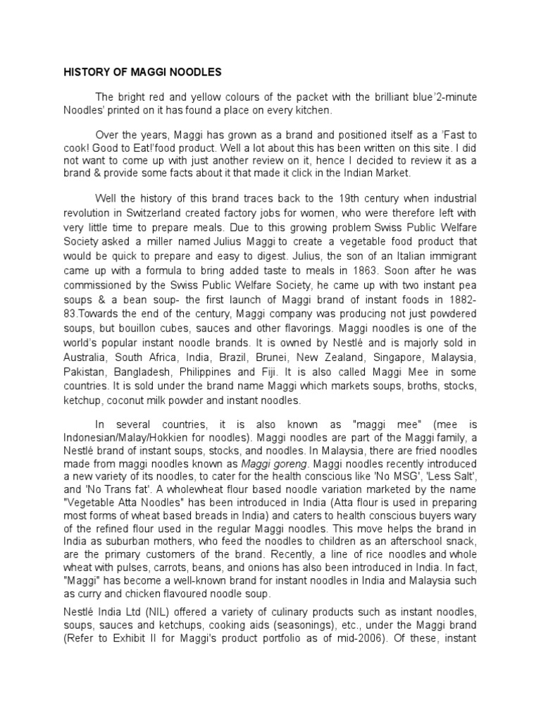 Maggi Noodles History PDF Cooking Foods