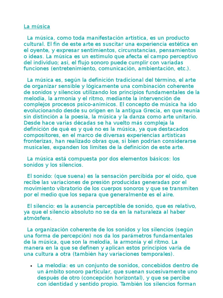 La Música | PDF | Ciencia cognitiva | Las artes escénicas