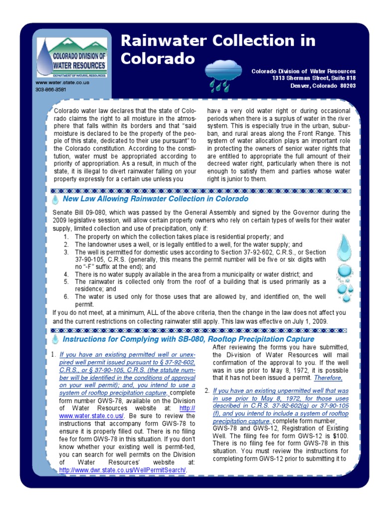 New Law Allowing Rainwater Collection in Colorado | PDF | Law | Home ...