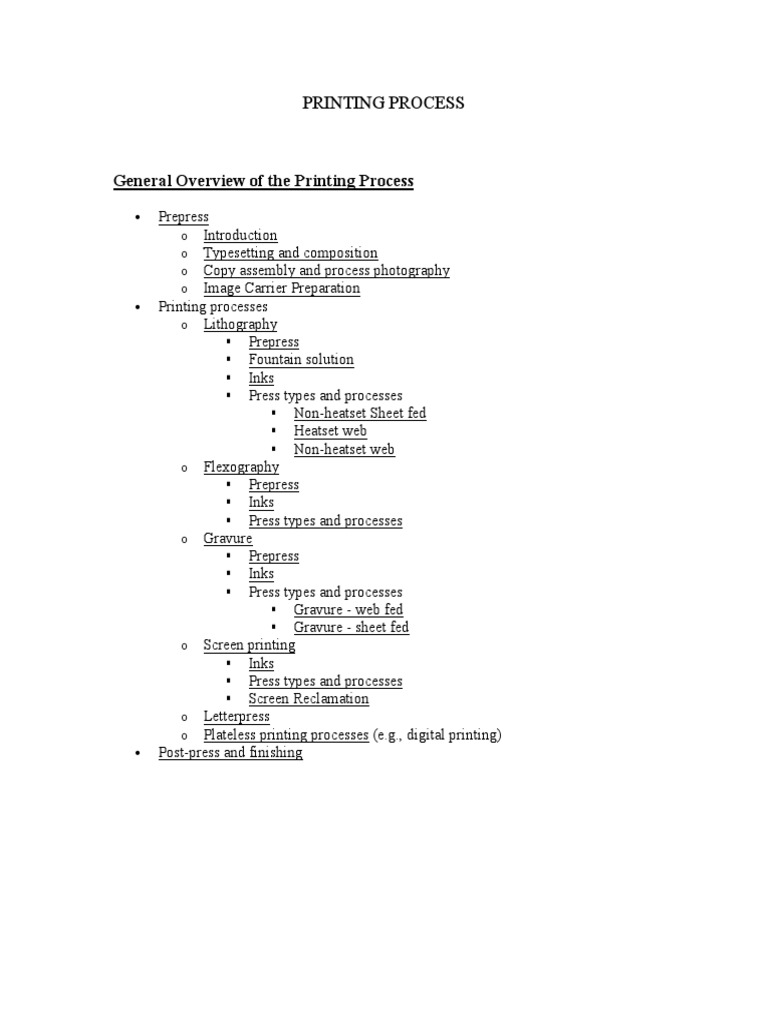 Printing Process | PDF | Lithography | Printing