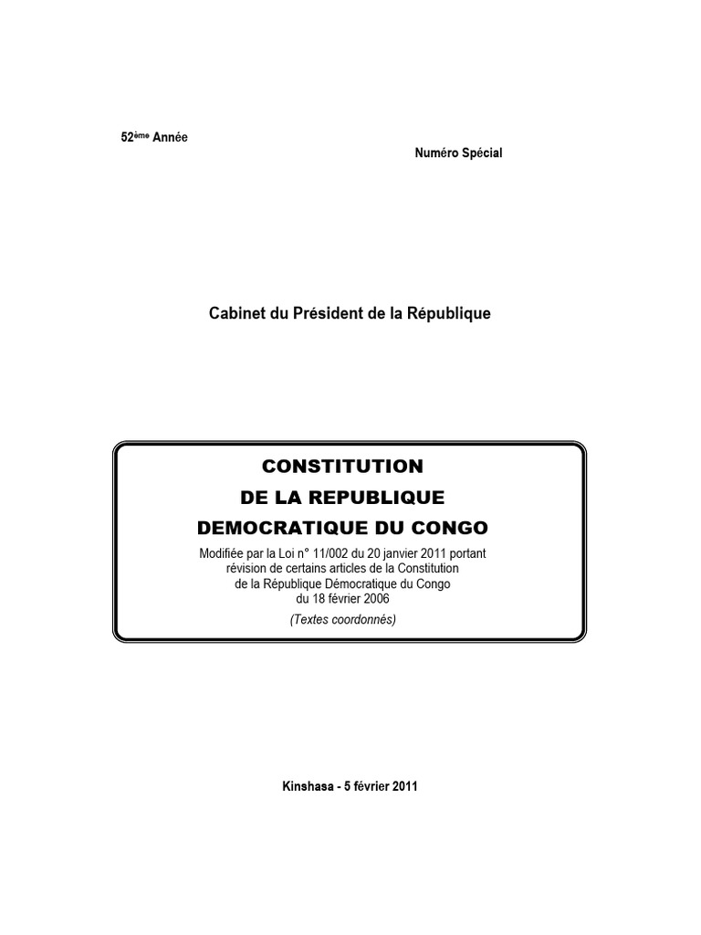 Constitution Rdc Pdf _ Présidence RDC – SRXQ