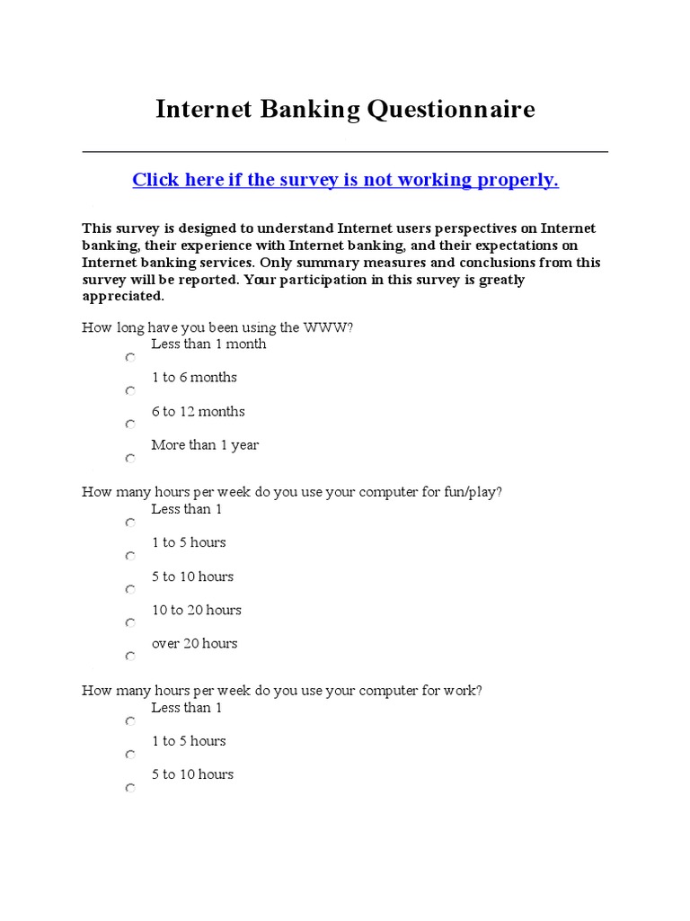 Internet Banking User Survey | PDF | Online Banking | Banks & Banking