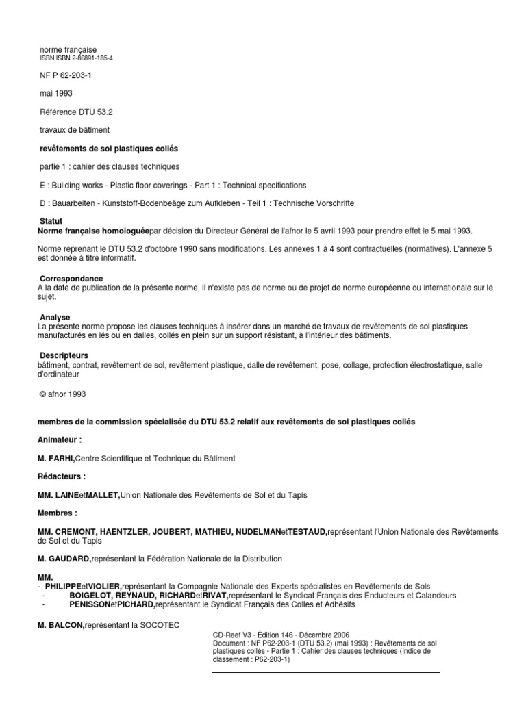 Dtu 53.2 Travaux De Revêtement De Sols Plastiques Cahier Des Clauses  Techniques | Pdf | Plastique | Soudage