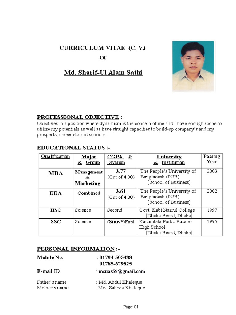 How to write a curriculum vitae picture
