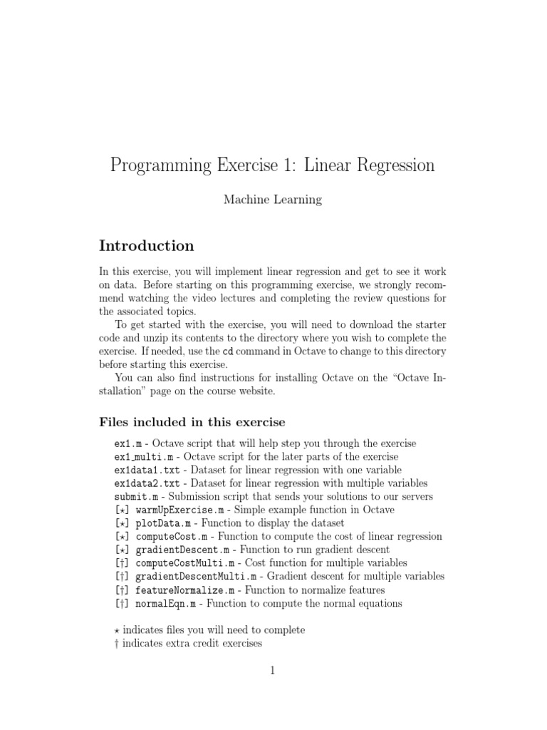 Stanford Machine Learning Exercise 1 | PDF
