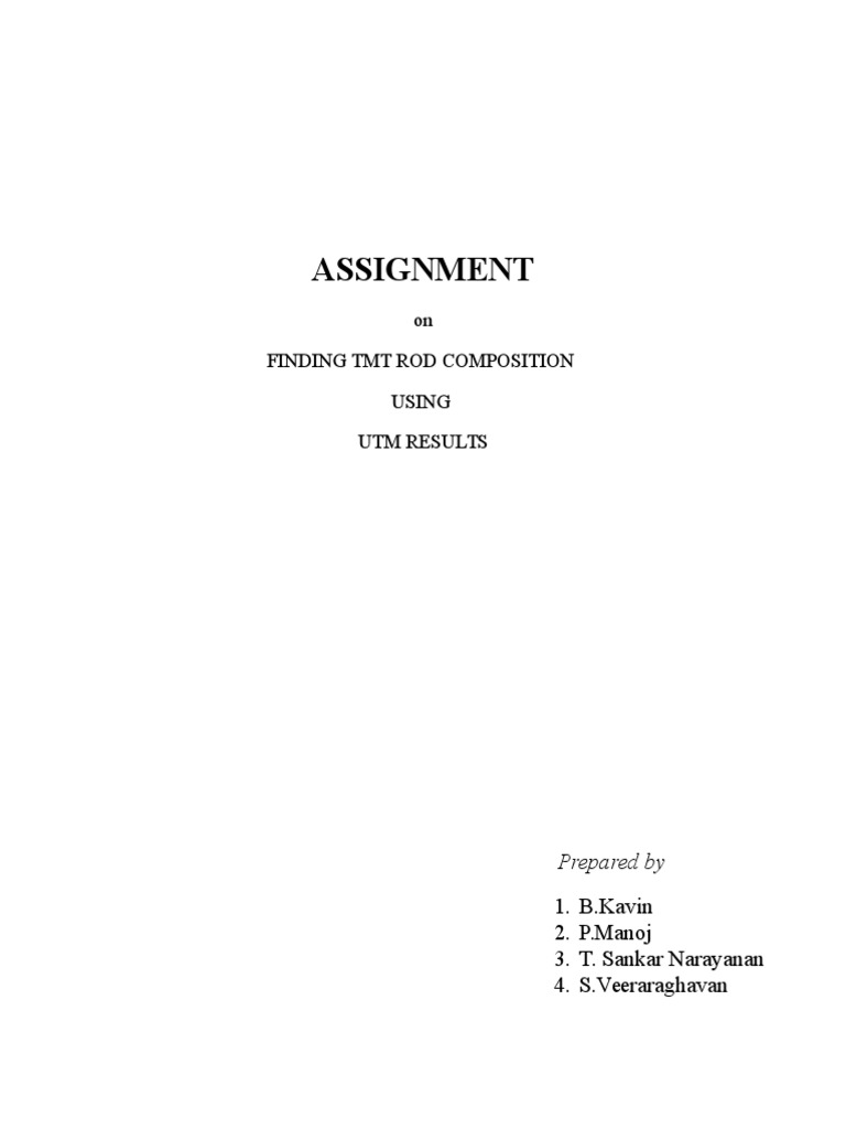 Assignment: On Finding TMT Rod Composition Using Utm Results | PDF ...