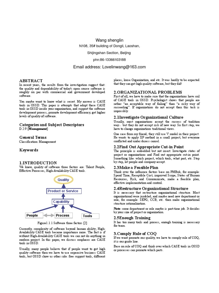 Adopt CASE Tools in OSSD Inside Your Organization | PDF | Software ...