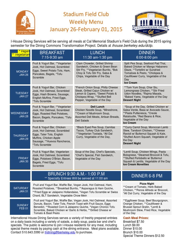 I-House Dining Menu: Jan 26 - Feb 1 | PDF