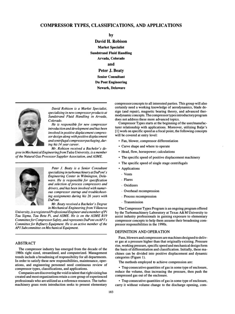 Compressor Types, Classifications, and Applications | PDF | Gas ...