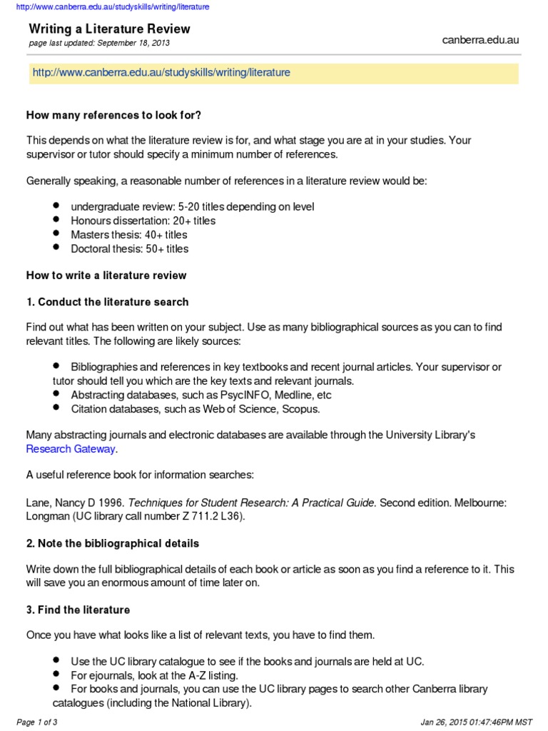 Writing a Literature Review Guide | PDF | Literature Review | Thesis