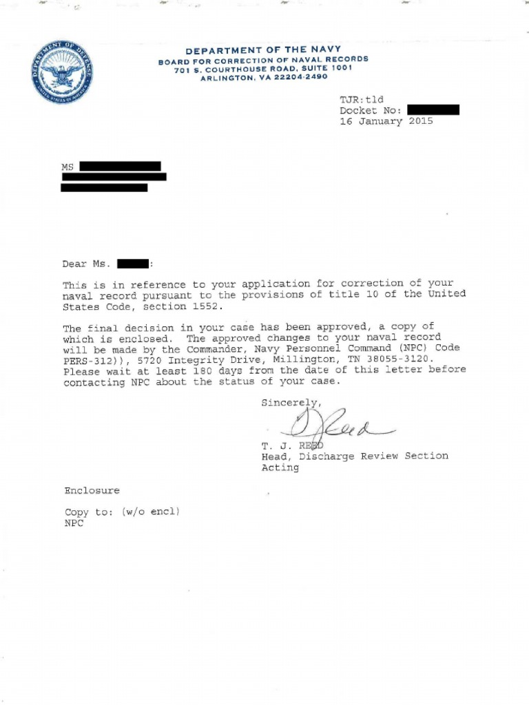 Official BCNR Decision - (Redacted) | PDF