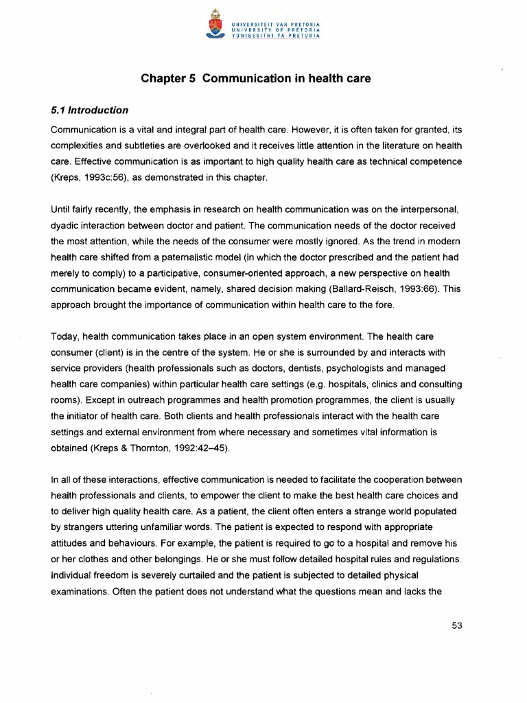 Communication in Health Care - Chapters | PDF | Self Efficacy ...
