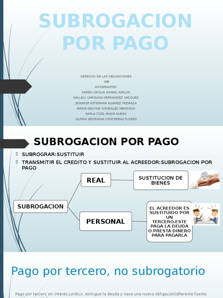 Subrogacion Por Pago | Subrogación | Pagos