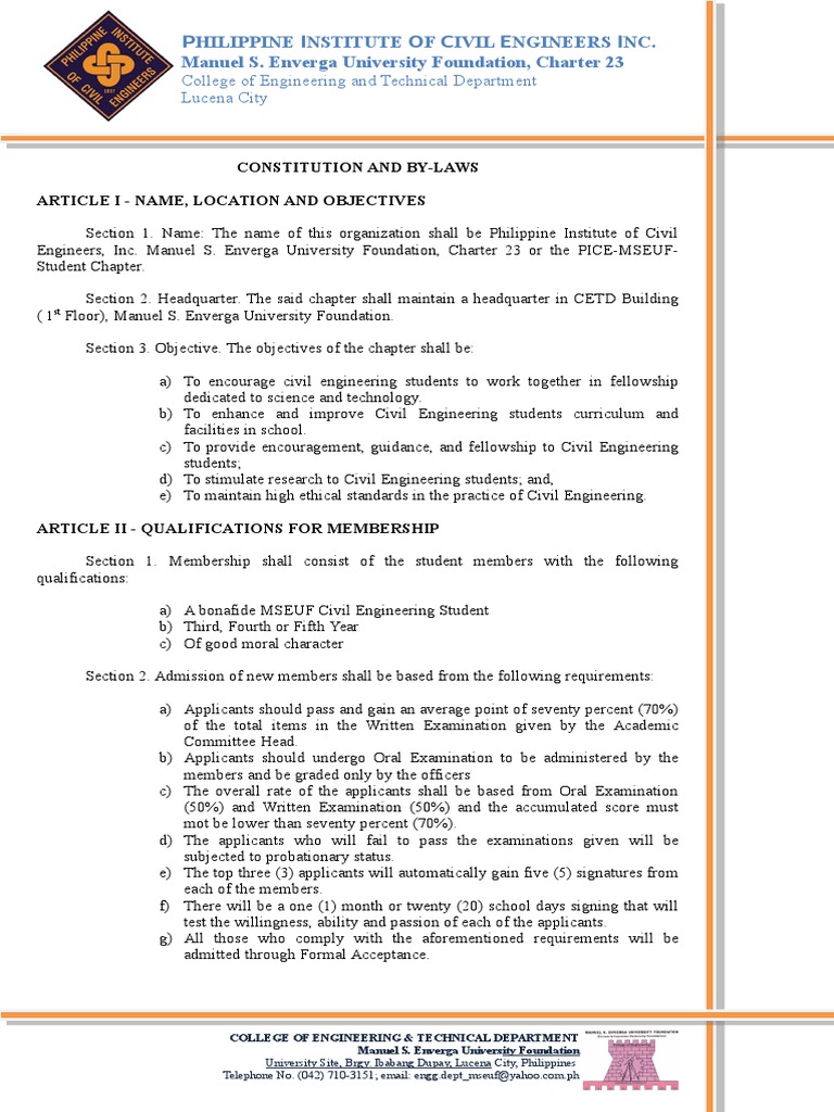 Constitution and bylaws Ratification Board Of Directors