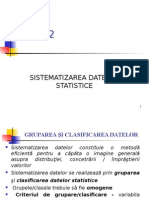 Sistematizarea Datelor Statistice - STATISTICA